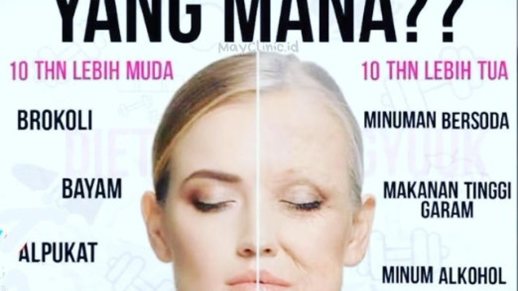 Tahukah Anda Rahasia Awet Muda Menurut Dr Spesialis Penyakit Dalam Dr.Lydia Tantoso Diantaranya yaitu Tidur cukup 8 jam sehariPastikan Waktu Istarahat kurang lebih 8 jam, hal ini agar metabolisme tubuh kita cukup untuk menyimpan energi, Olahraga rutin 3-5 x sehari min 30 menit Olahraga sudah menjadi kebutuhan wajib bagi kesehatan tubuh kita, hal ini akan berpengaruh pada kesehatan jantung, nah jika jantung kita sehat maka otomatis badan kita jadi kuat, Minum Air Putih Yang Cukup Air Minum Menjadi kebutuhan yang sangat pneting bagi kesehatan tubuh kita minimal minum air putih 8 Gelas atau setara dengan 230 ML, Makan dengan beberapa pilihan seperti brokoli, bayam, alpukat, ayam, wortel